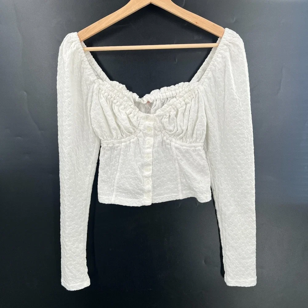 Free People romantic whimsy coquette feminine cottagecore milkmade boho top S